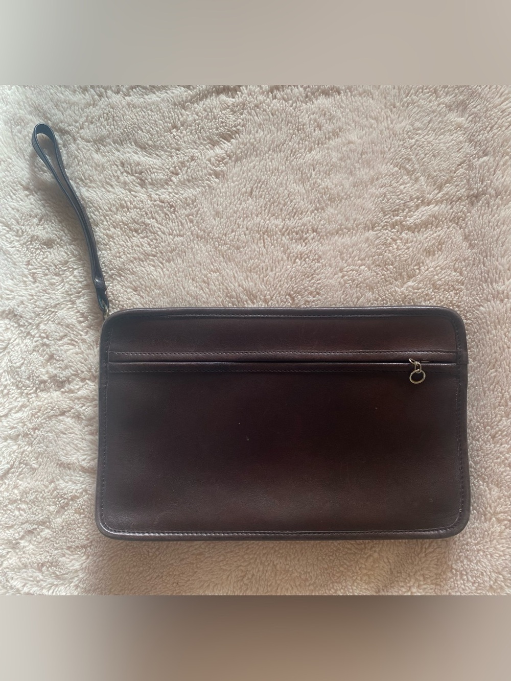 Vintage Coach Chocolate Brown Leather Wristlet Clutch Made in USA
